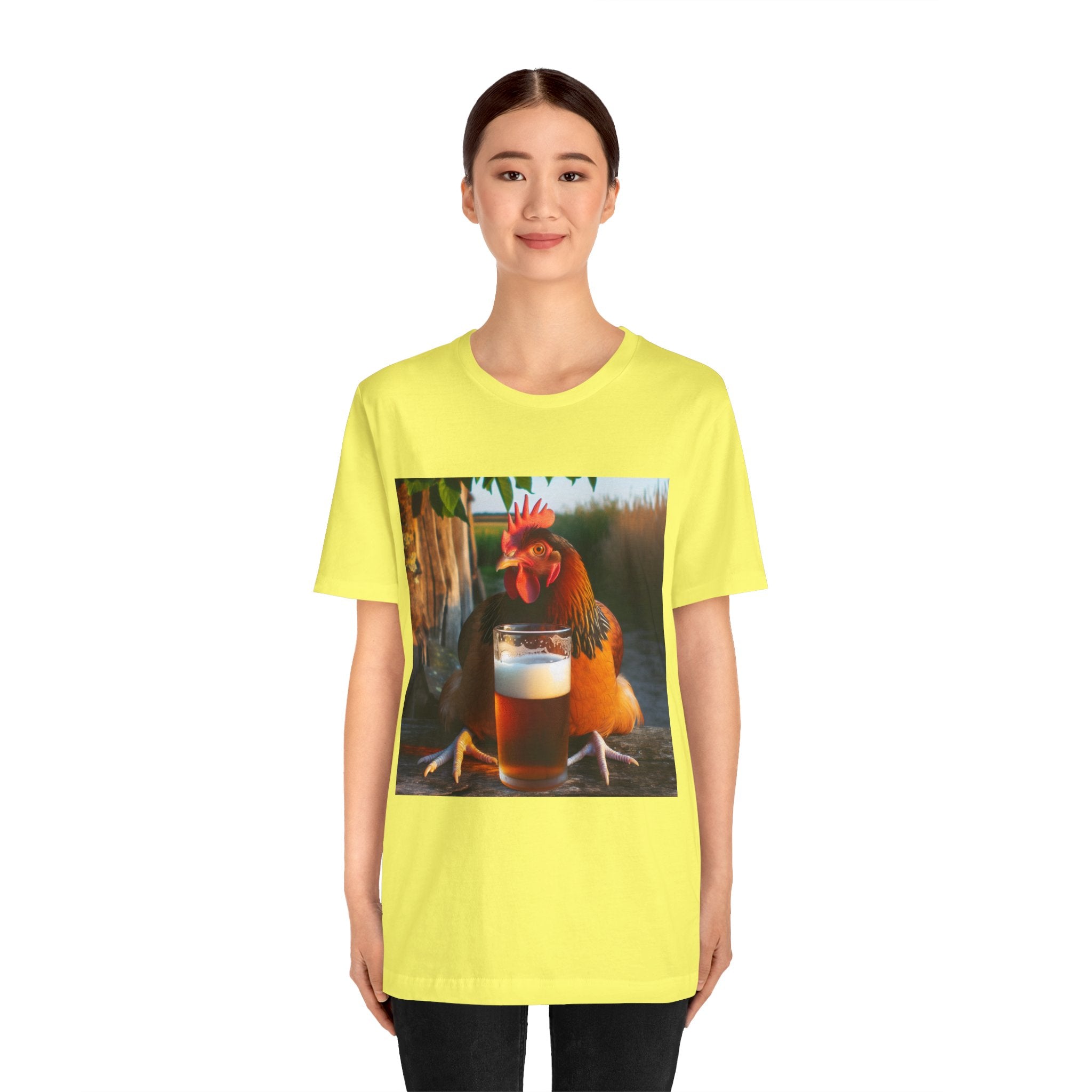 Funny Rooster with Beer Graphic Unisex T-Shirt