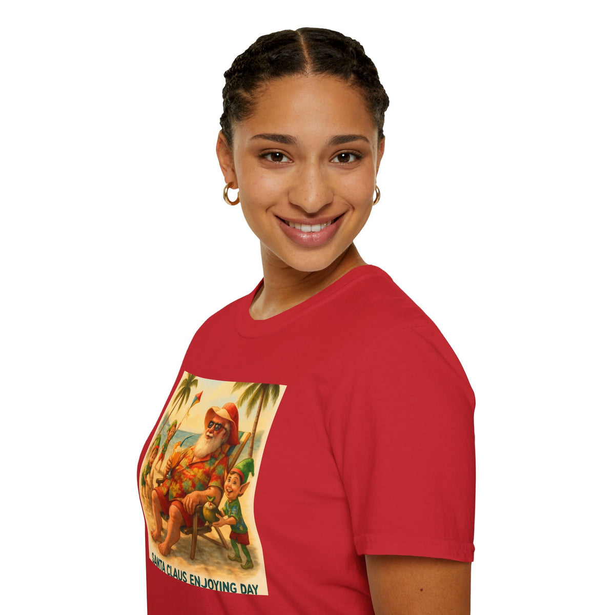 Santa Claus Enjoying Day T-Shirt – Retro Beach Holiday Tee