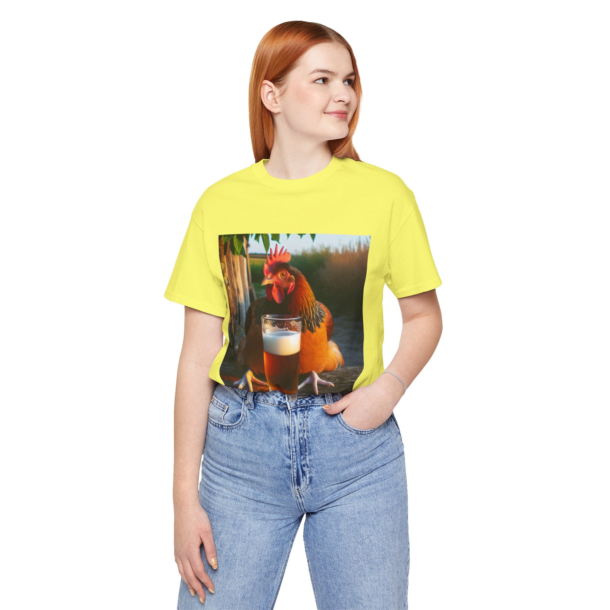 Funny Rooster with Beer Graphic Unisex T-Shirt