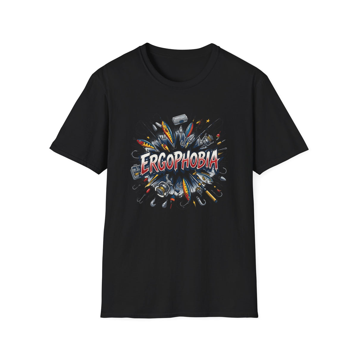 Ergophobia Comic Burst T-Shirt — Funny Anxiety Awareness Tee