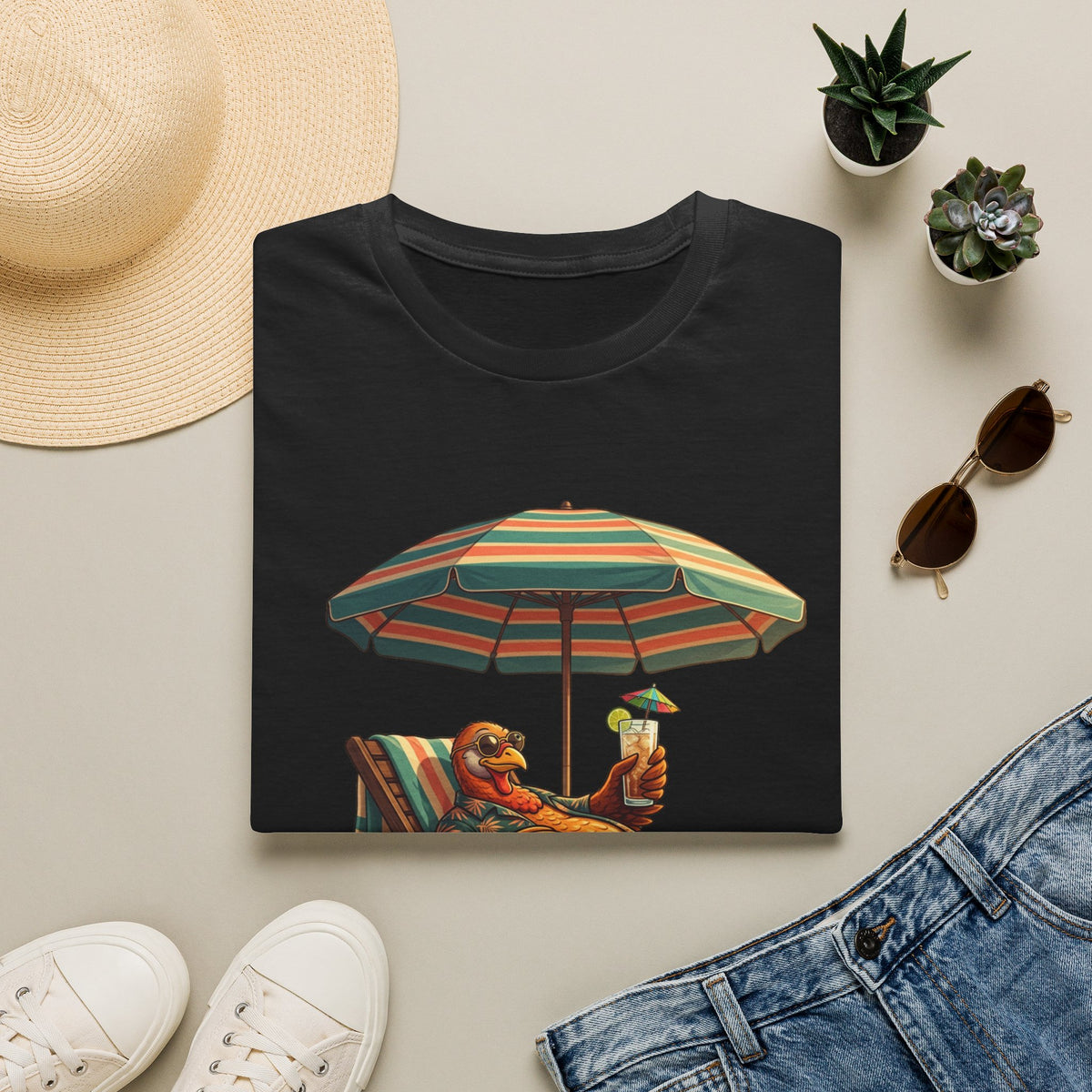 Beach Dog T‑Shirt — Relaxing Dachshund Under Umbrella Graphic Tee