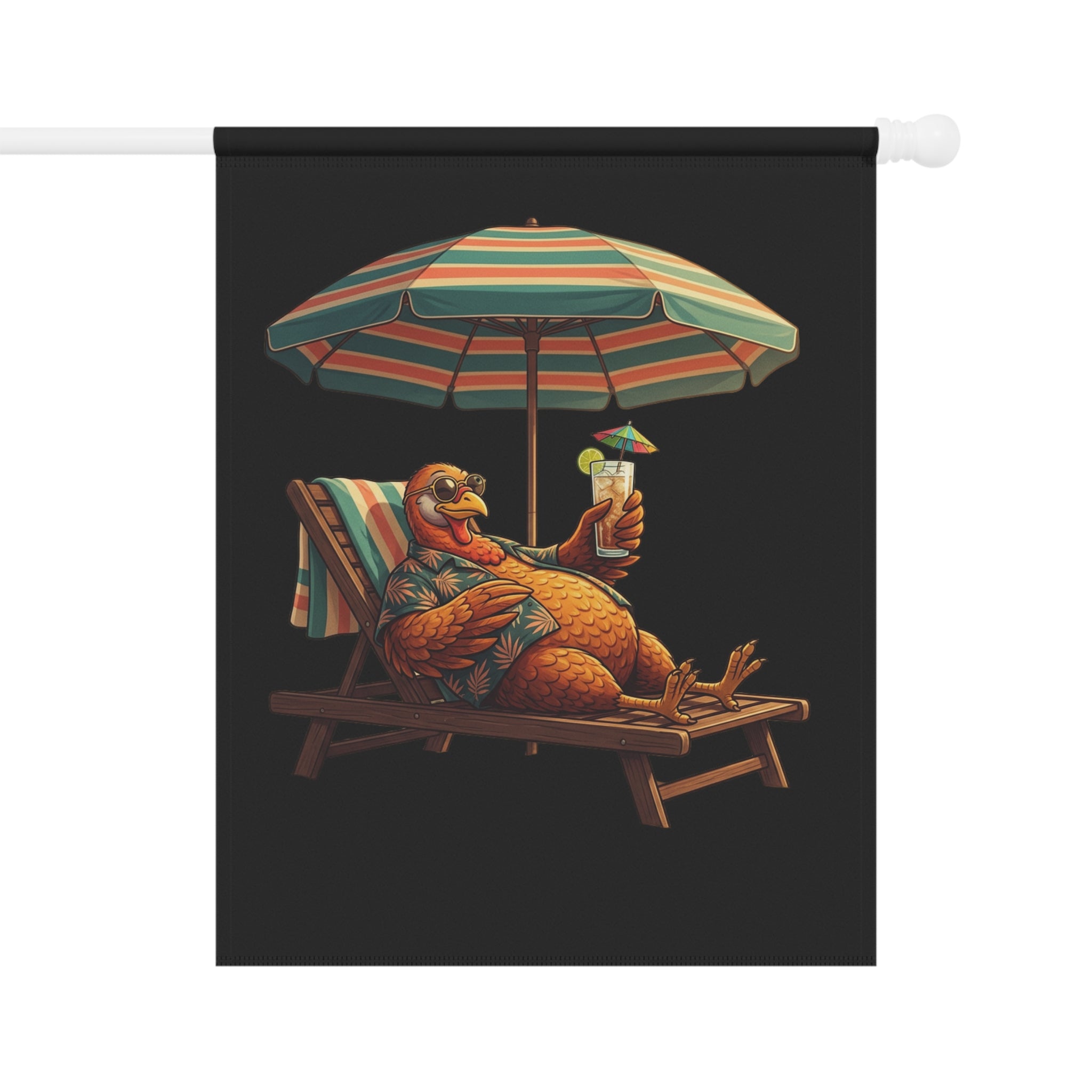Garden Flag — Relaxed Turkey Lounging With Drink Garden & House Banner