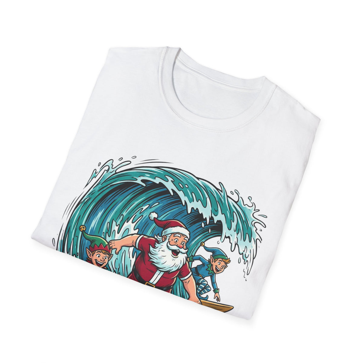 Surfing Santa T-Shirt — Christmas Beach Holiday Tee