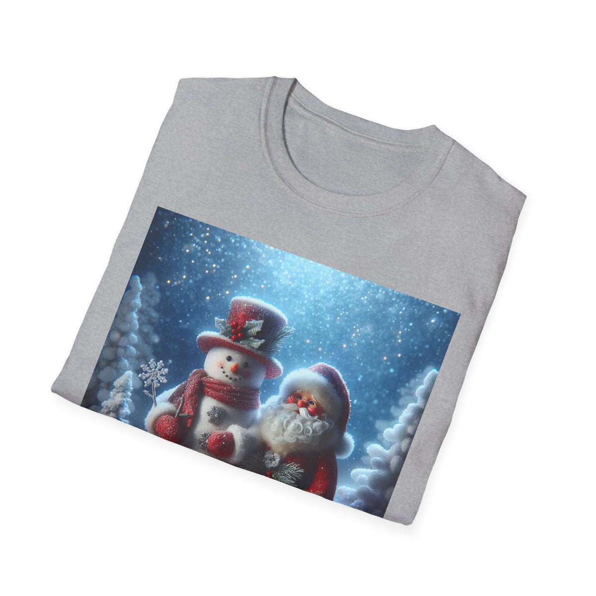 Christmas Santa & Snowman T-Shirt — Holiday Winter Scene Tee