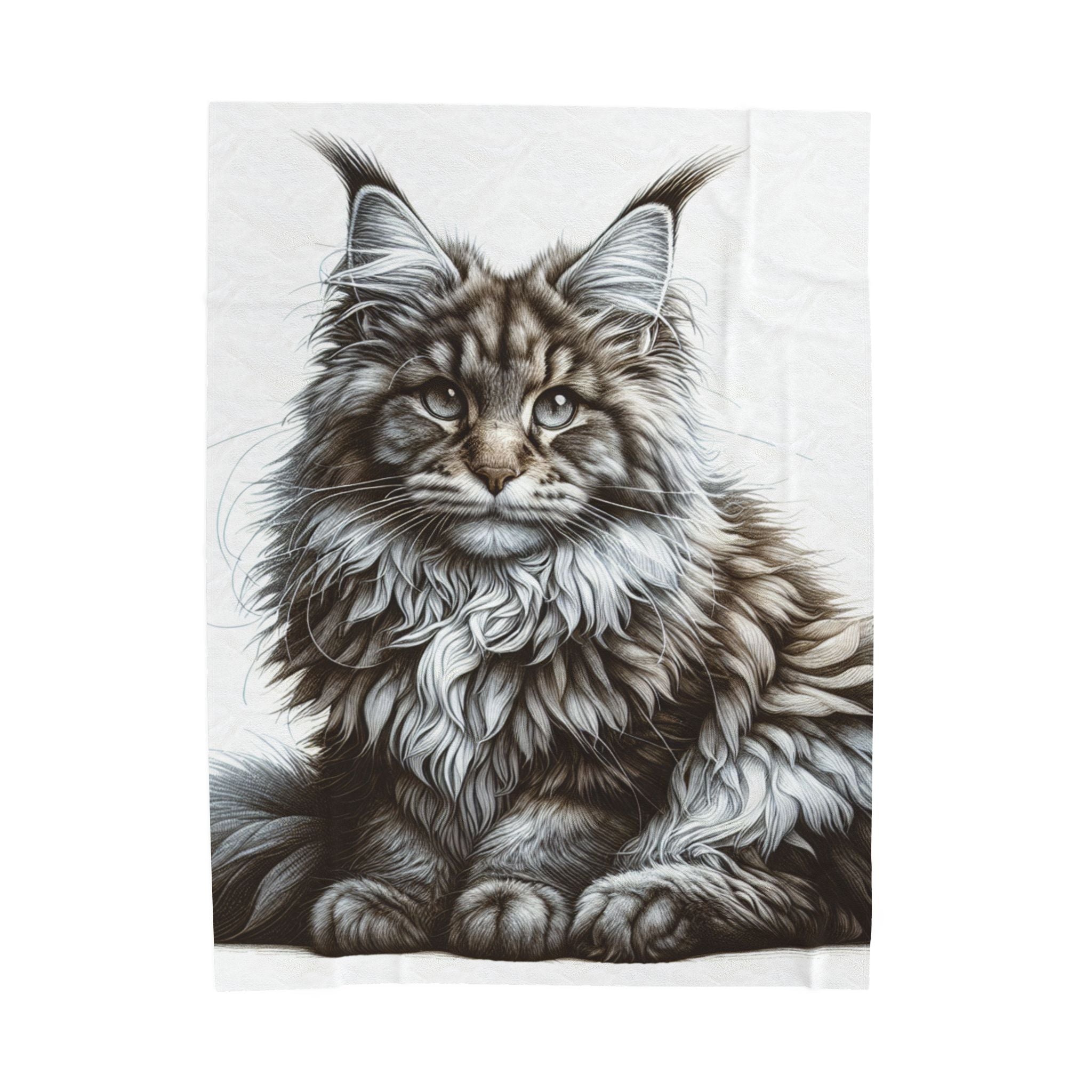 Velveteen Plush Blanket - Maine Coon Cat 3