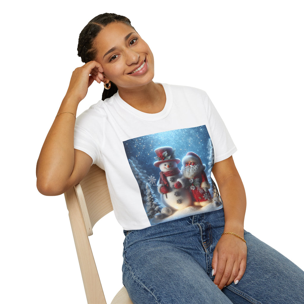 Christmas Santa & Snowman T-Shirt — Holiday Winter Scene Tee