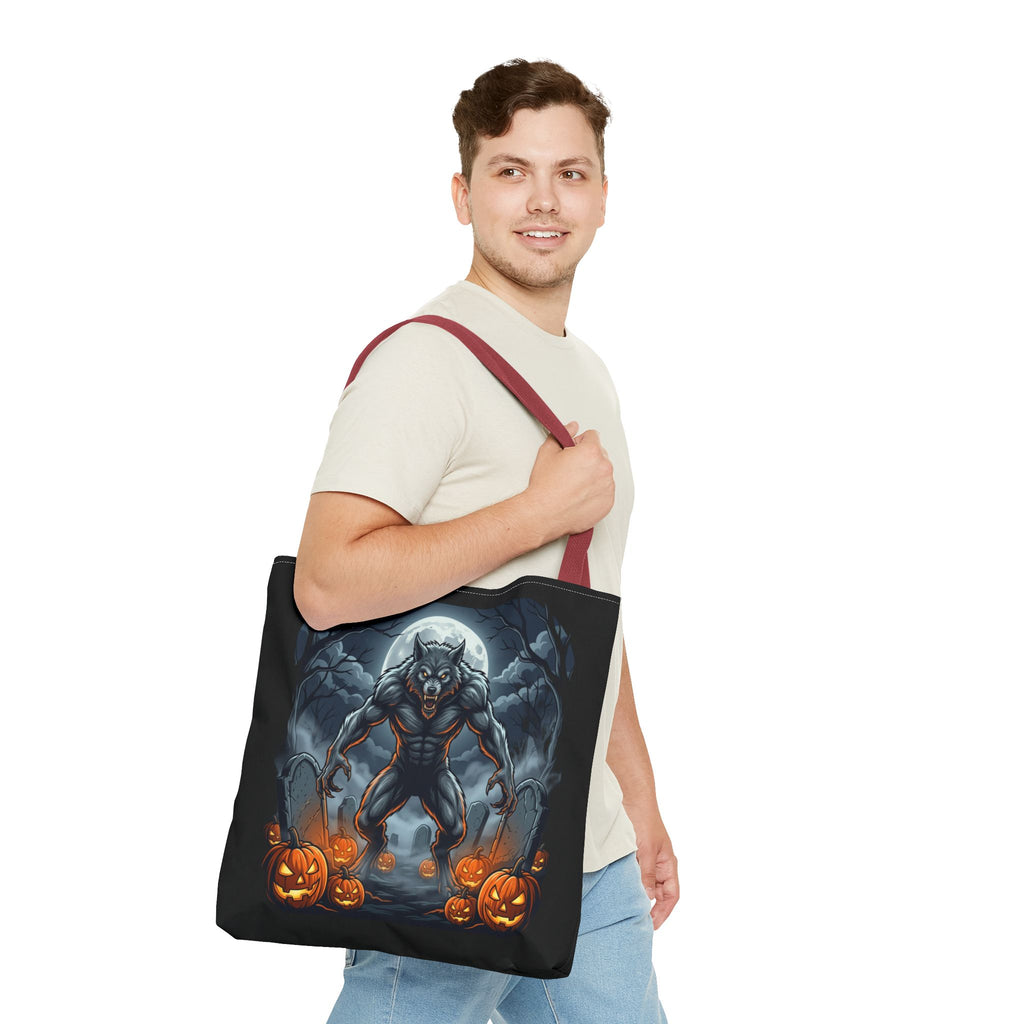 Werewolf Halloween Tote Bag — Full Moon Pumpkin Horror AOP Tote
