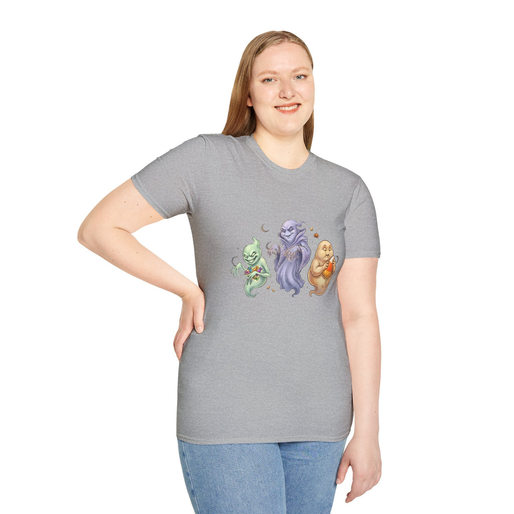 Three Quirky Ghosts Halloween Unisex Softstyle T-Shirt