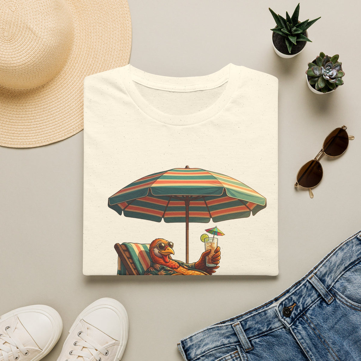 Beach Dog T‑Shirt — Relaxing Dachshund Under Umbrella Graphic Tee