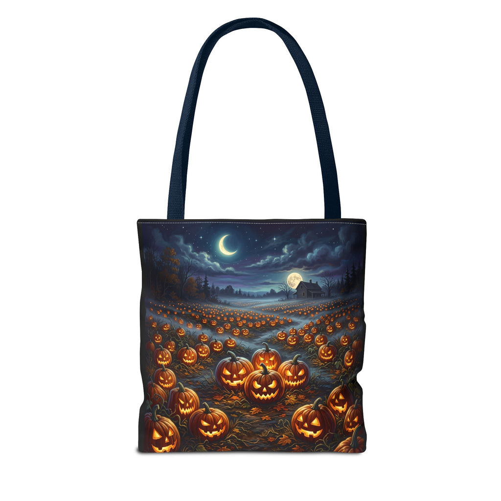 Halloween Pumpkin Patch Tote Bag — Spooky Night Jack-O'-Lantern Canvas Tote