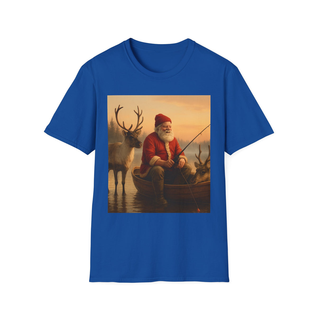 Santa Fishing with Reindeer T-Shirt