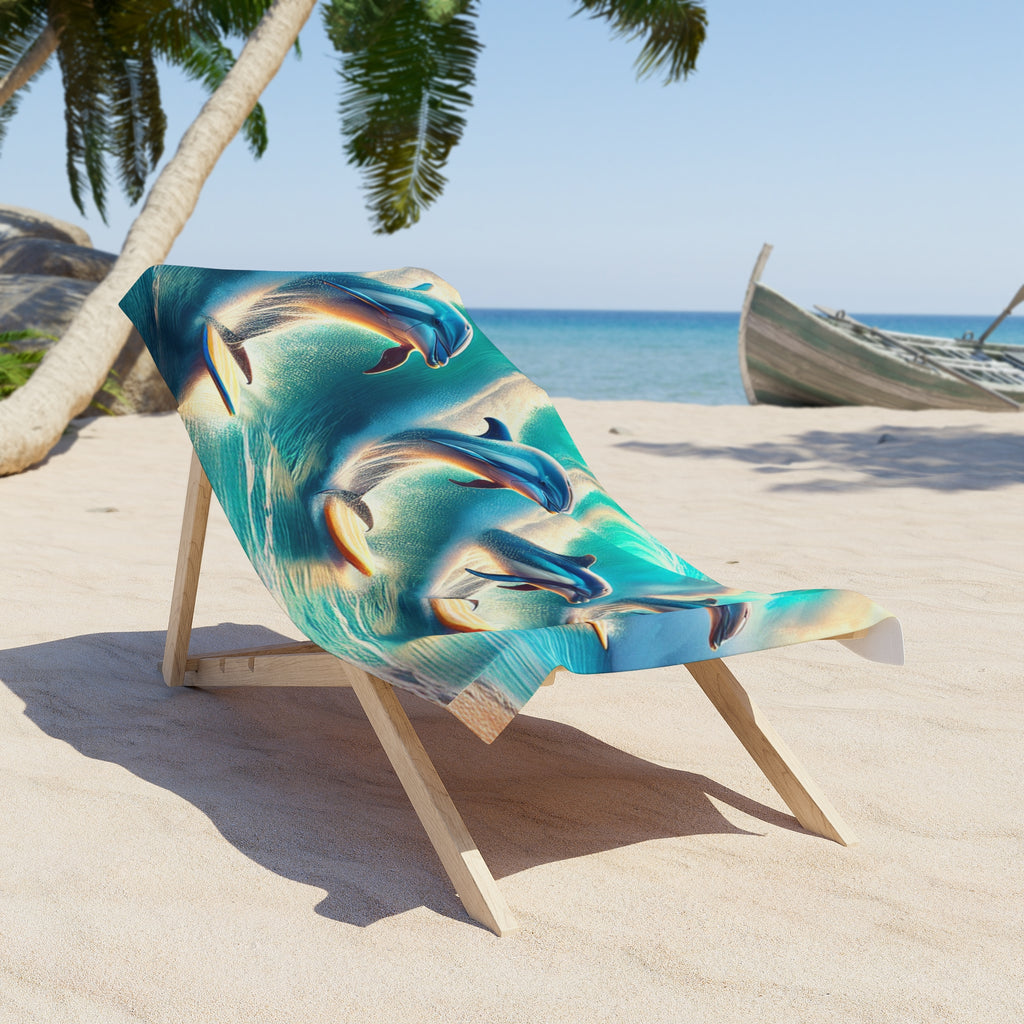 Surfing Dolphins Beach Towel