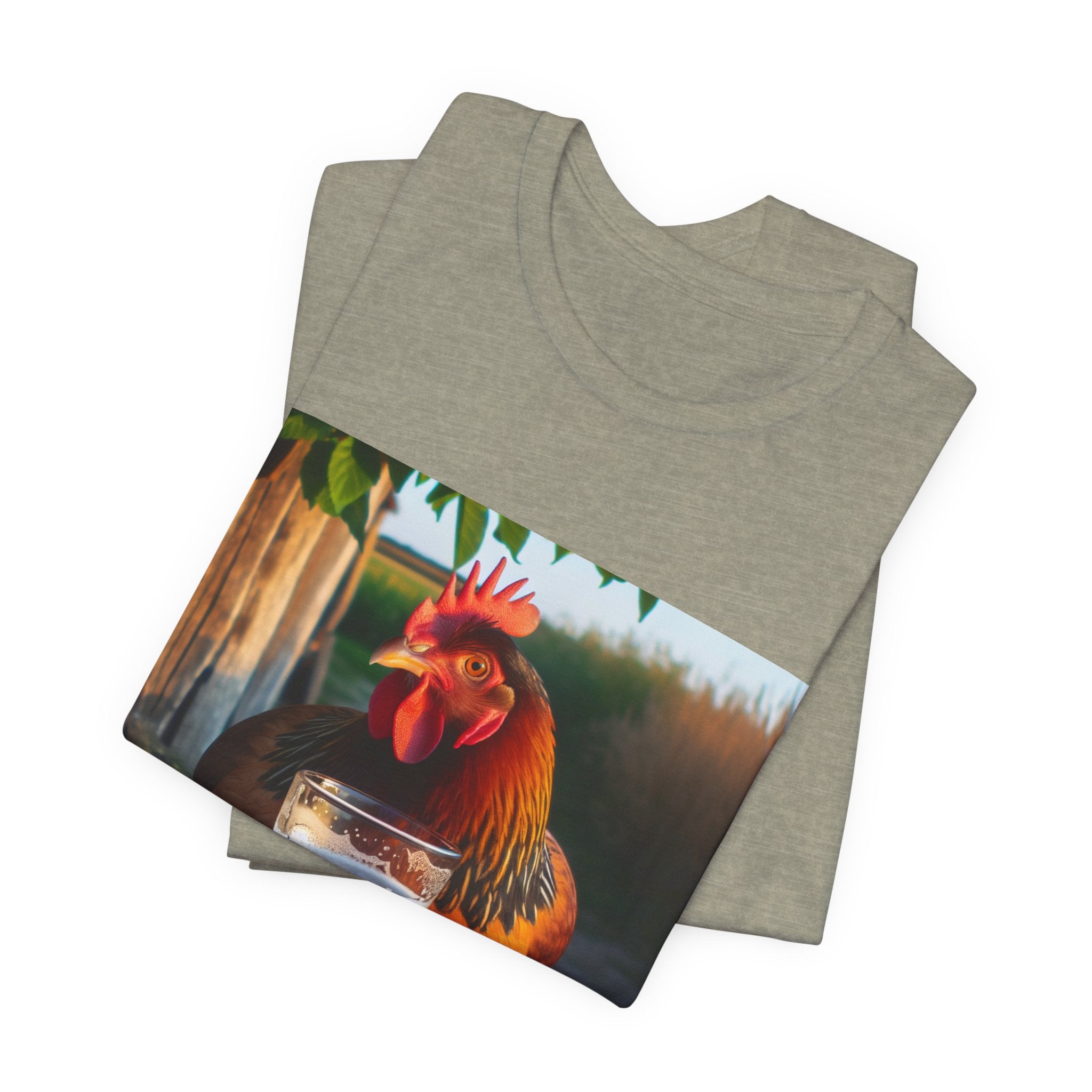 Funny Rooster with Beer Graphic Unisex T-Shirt