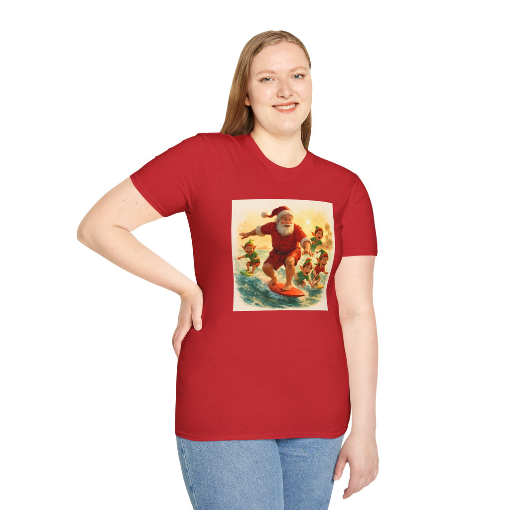 Surfing Santa Vintage Christmas T-Shirt