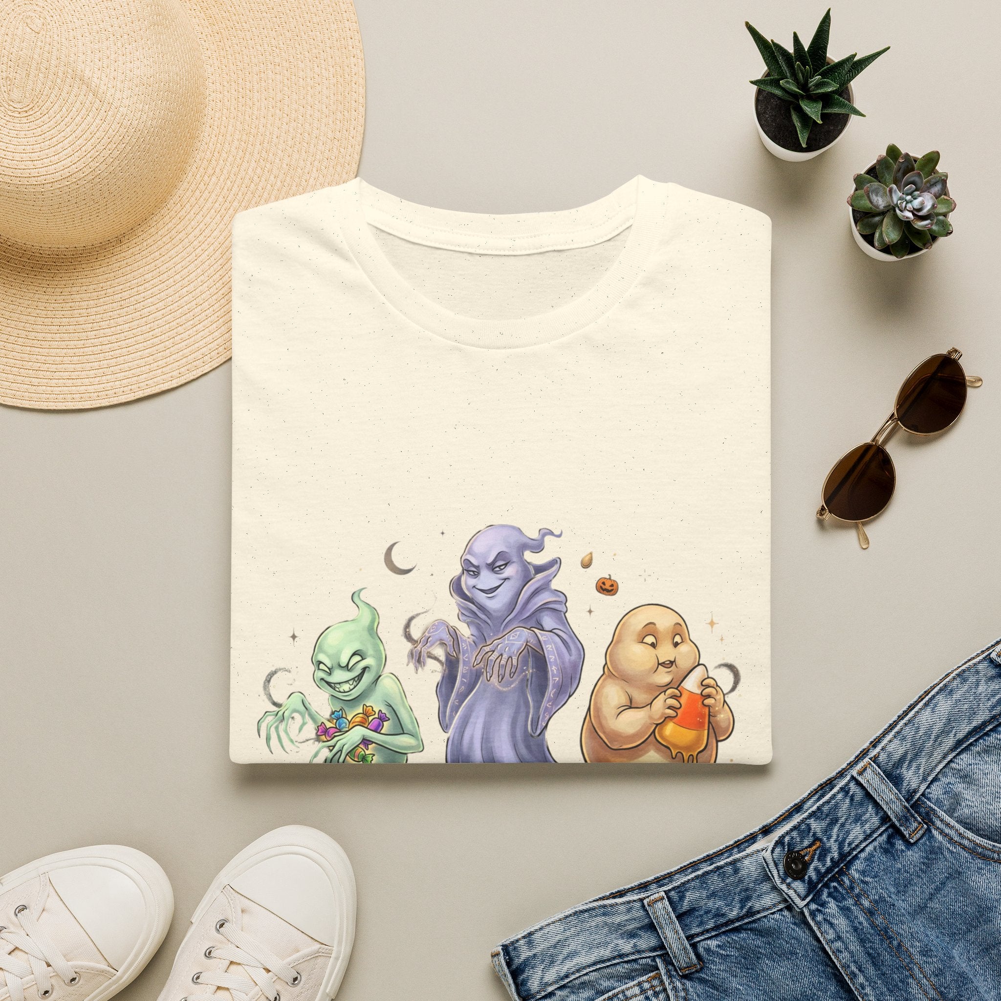 Three Quirky Ghosts Halloween Unisex Softstyle T-Shirt