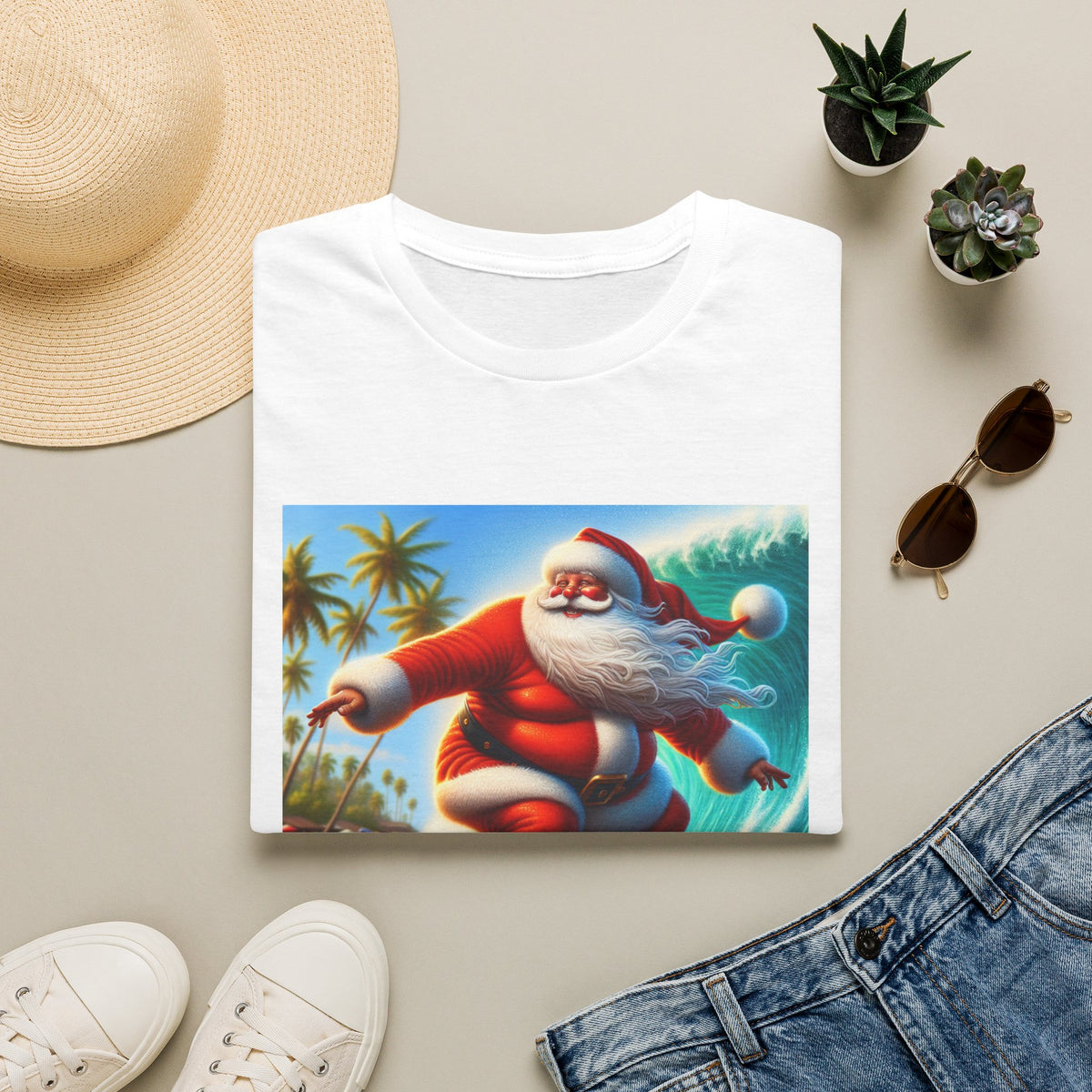 Surfing Santa Christmas T-Shirt