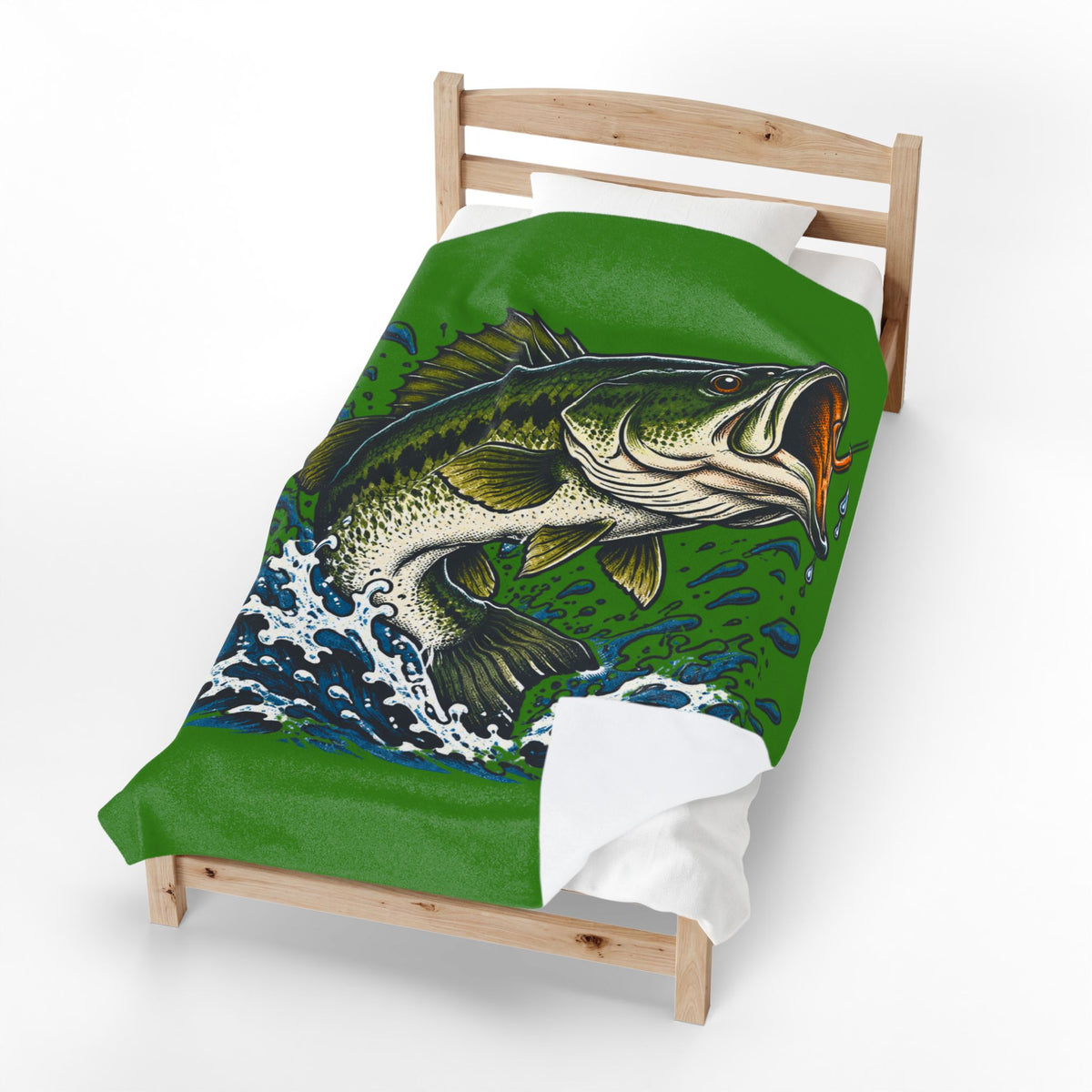 Largemouth Bass Fishing Velveteen Plush Blanket