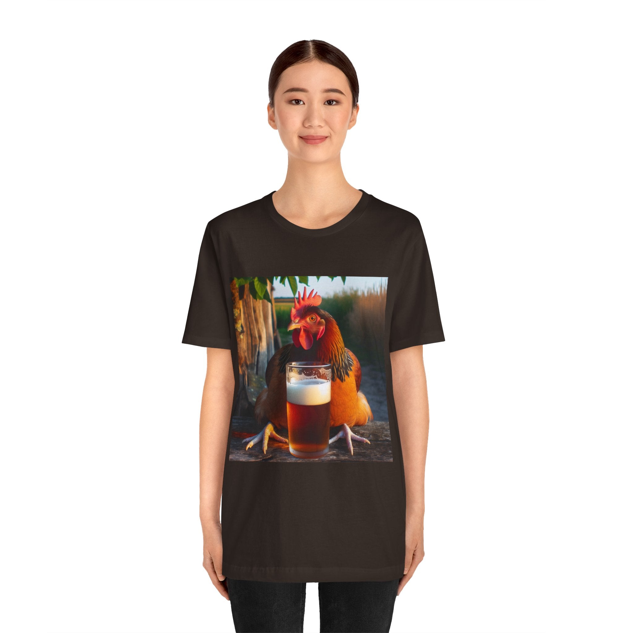 Funny Rooster with Beer Graphic Unisex T-Shirt