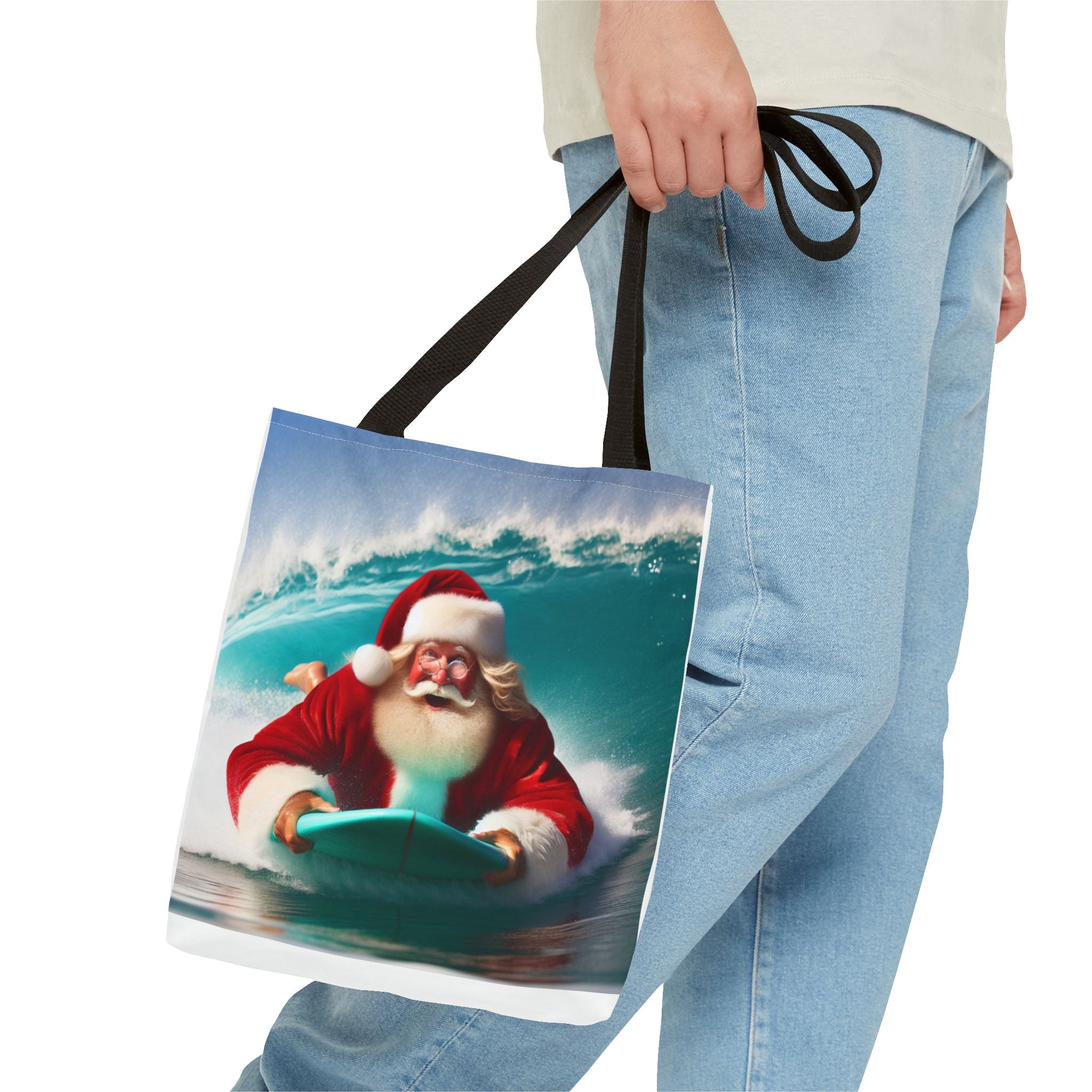 Christmas Surfing Santa Tote Bag – Festive Beach Holiday Shopper