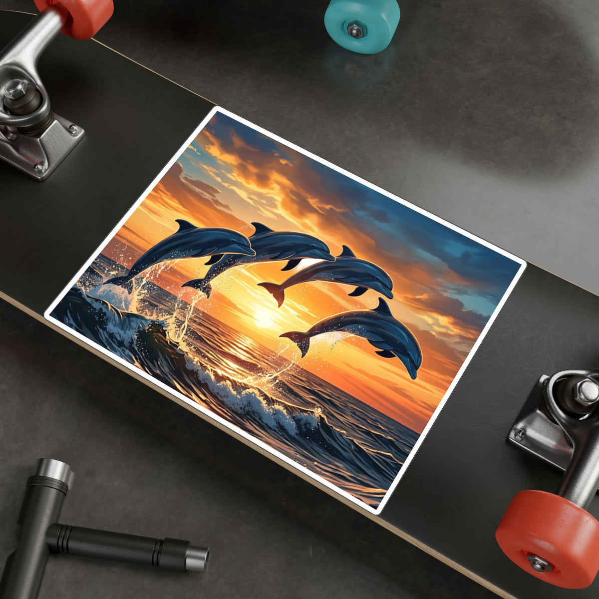 Dolphin Sunset Kiss-Cut Vinyl Decal