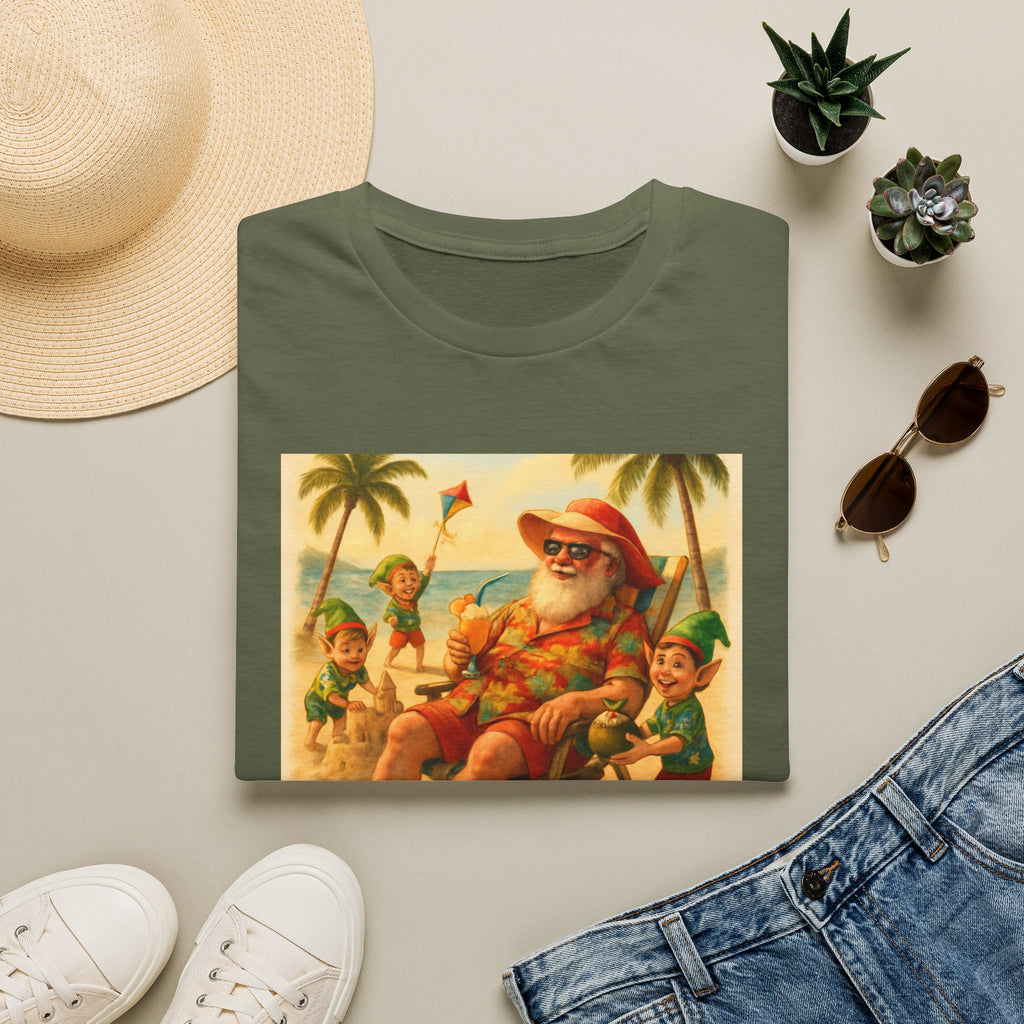 Santa Claus Enjoying Day T-Shirt – Retro Beach Holiday Tee