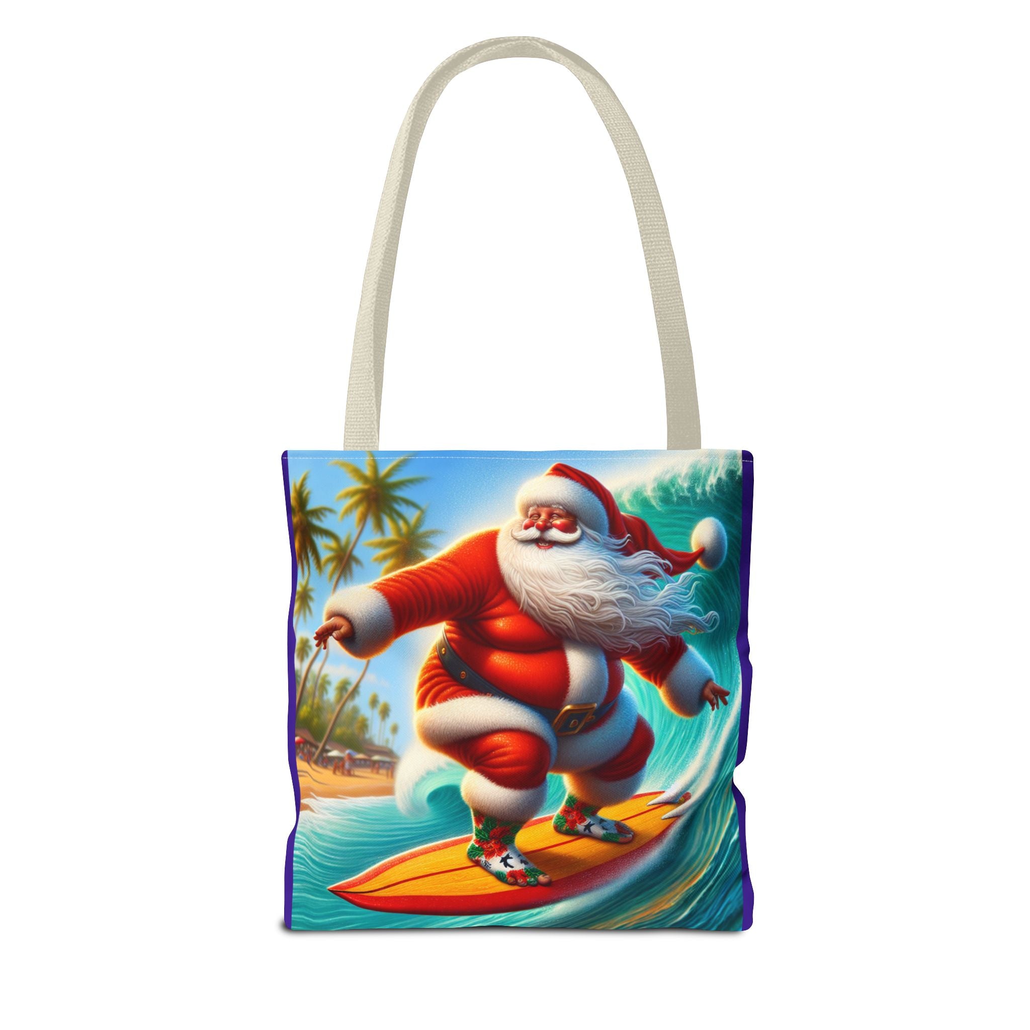 Surfing Santa Tote Bag — Tropical Christmas Beach Holiday Tote