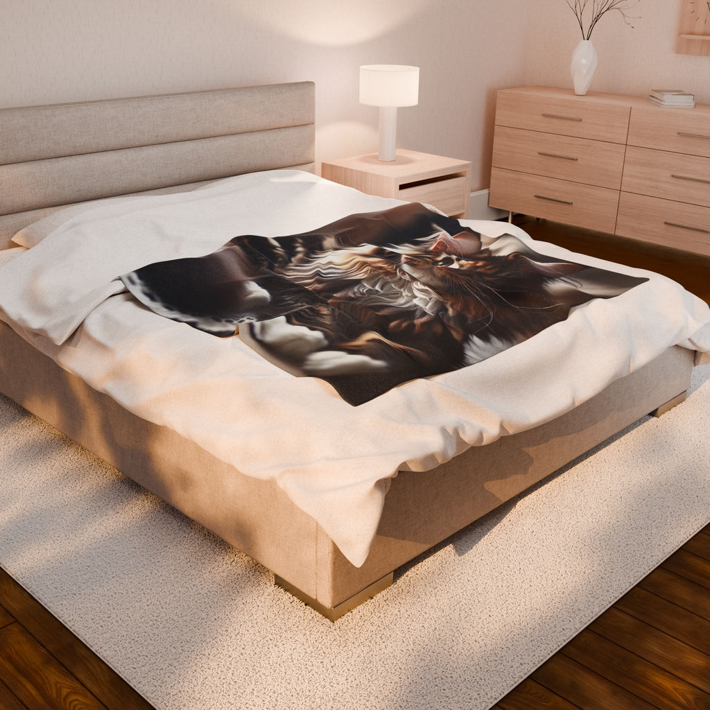 Velveteen Plush Blanket - Maine Coon Cat 2