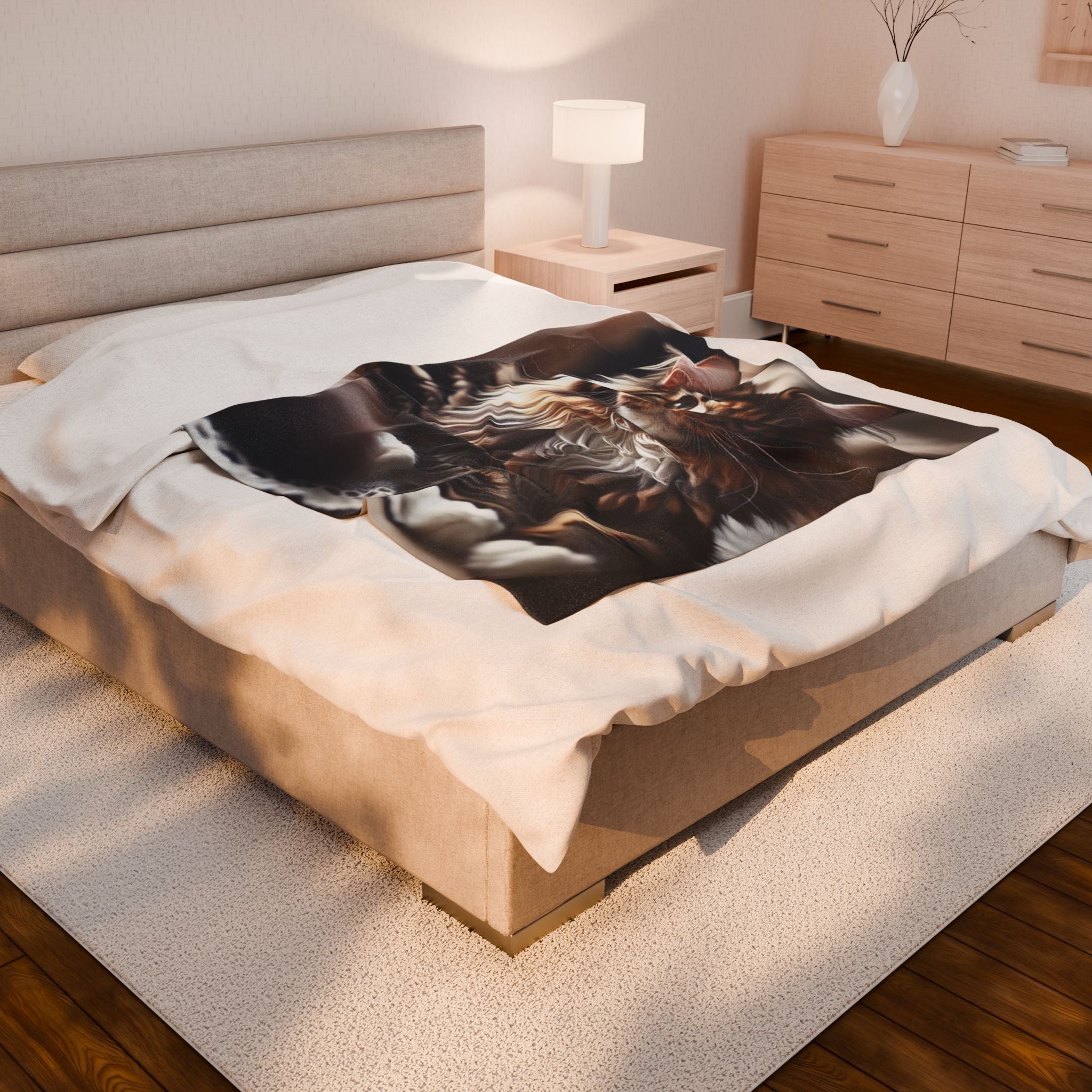 Velveteen Plush Blanket - Maine Coon Cat 2