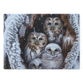 Owl Family Winter Cutting Board — Snowy Woodland Kitchen Decor