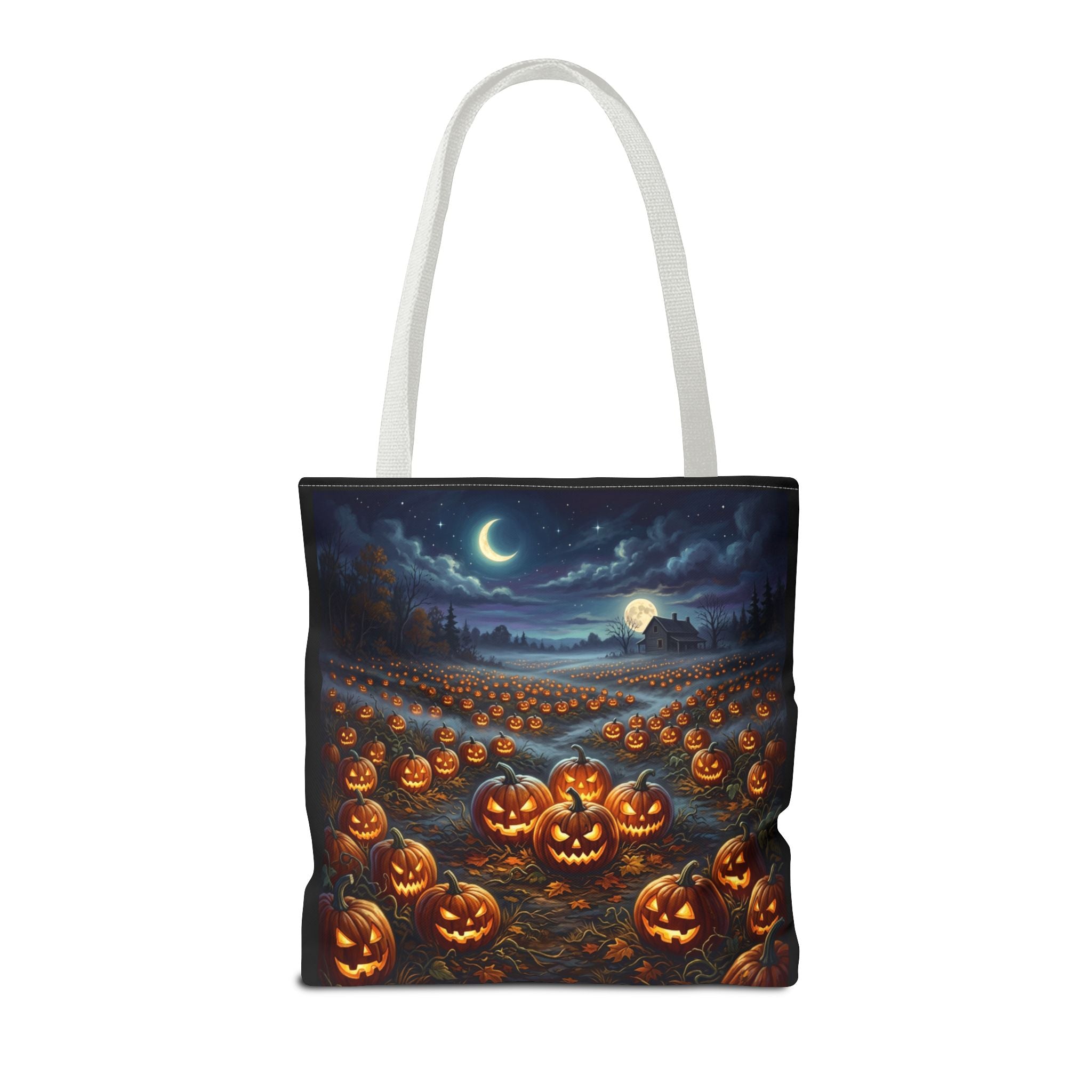 Halloween Pumpkin Patch Tote Bag — Spooky Night Jack-O'-Lantern Canvas Tote