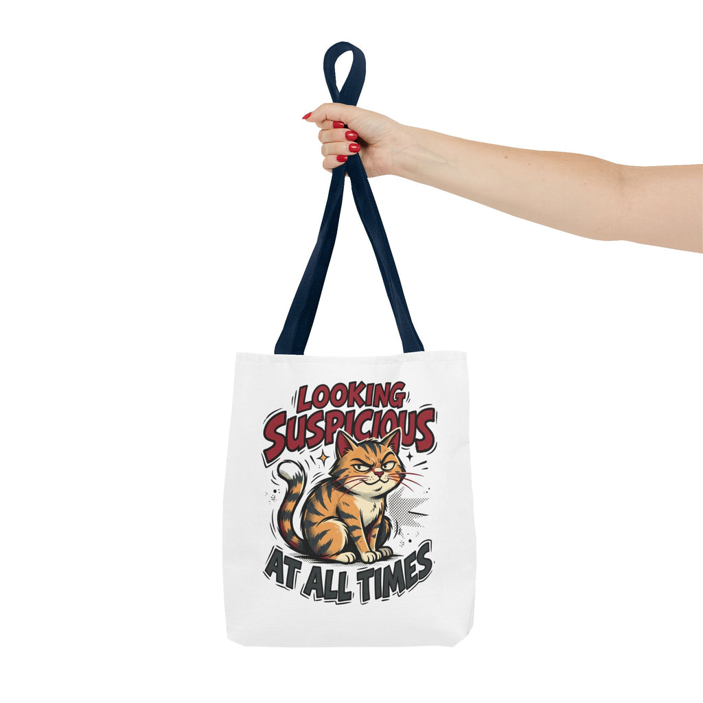Looking Suspicious Cat Tote Bag - Funny Cat Lover Canvas Shopper