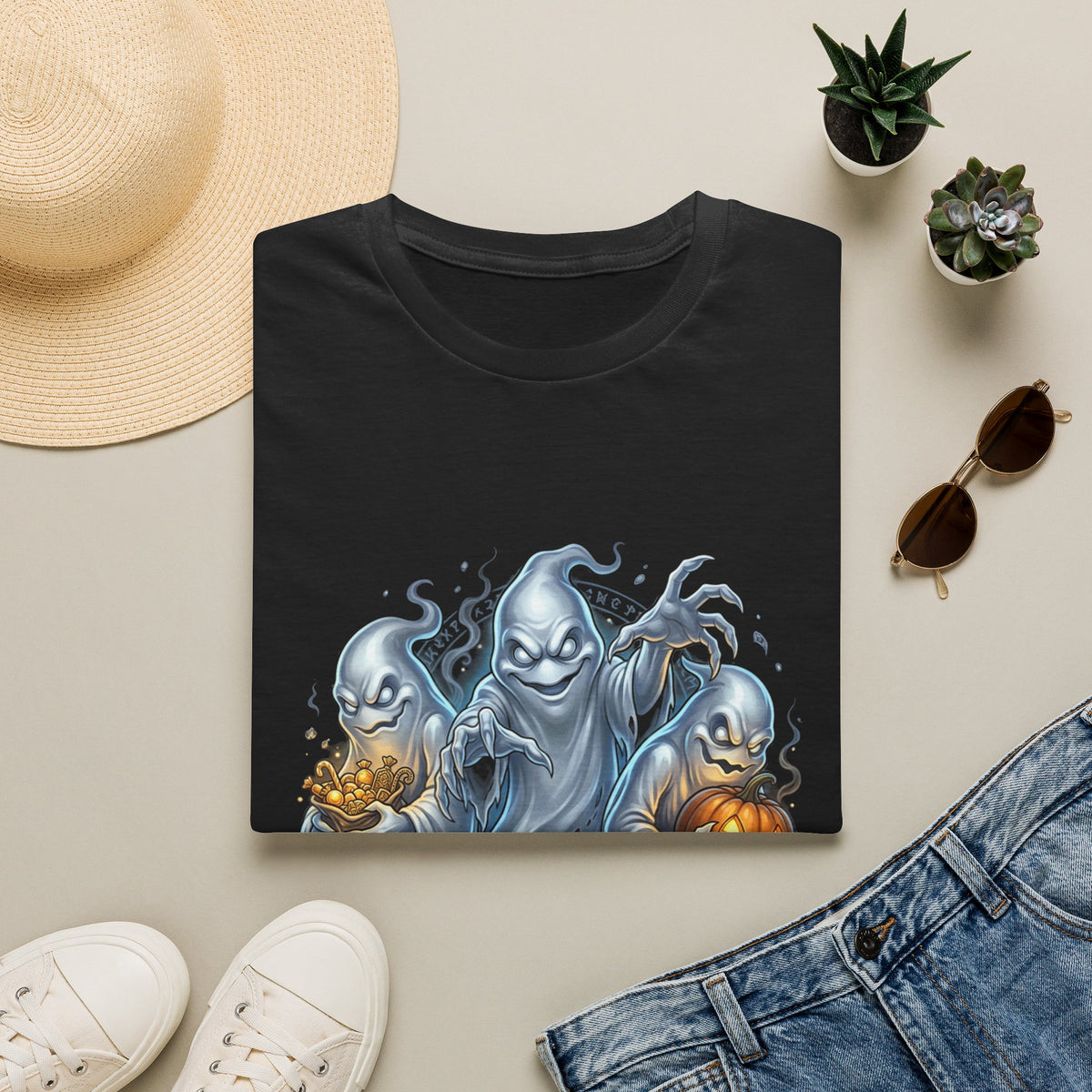 Three Menacing Ghosts Halloween Unisex Softstyle T-Shirt