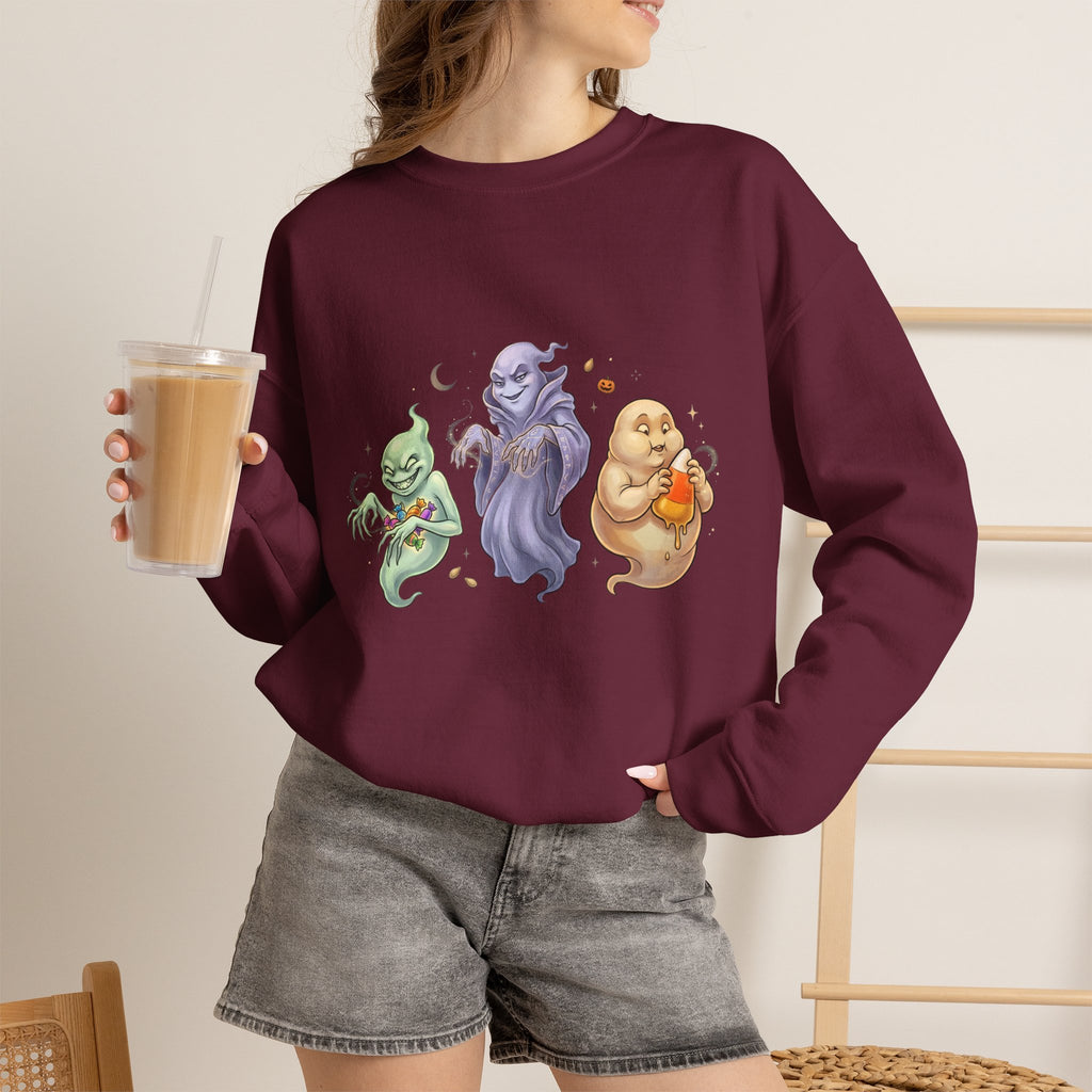 Three Quirky Ghosts Halloween Unisex Heavy Blend Crewneck Sweatshirt