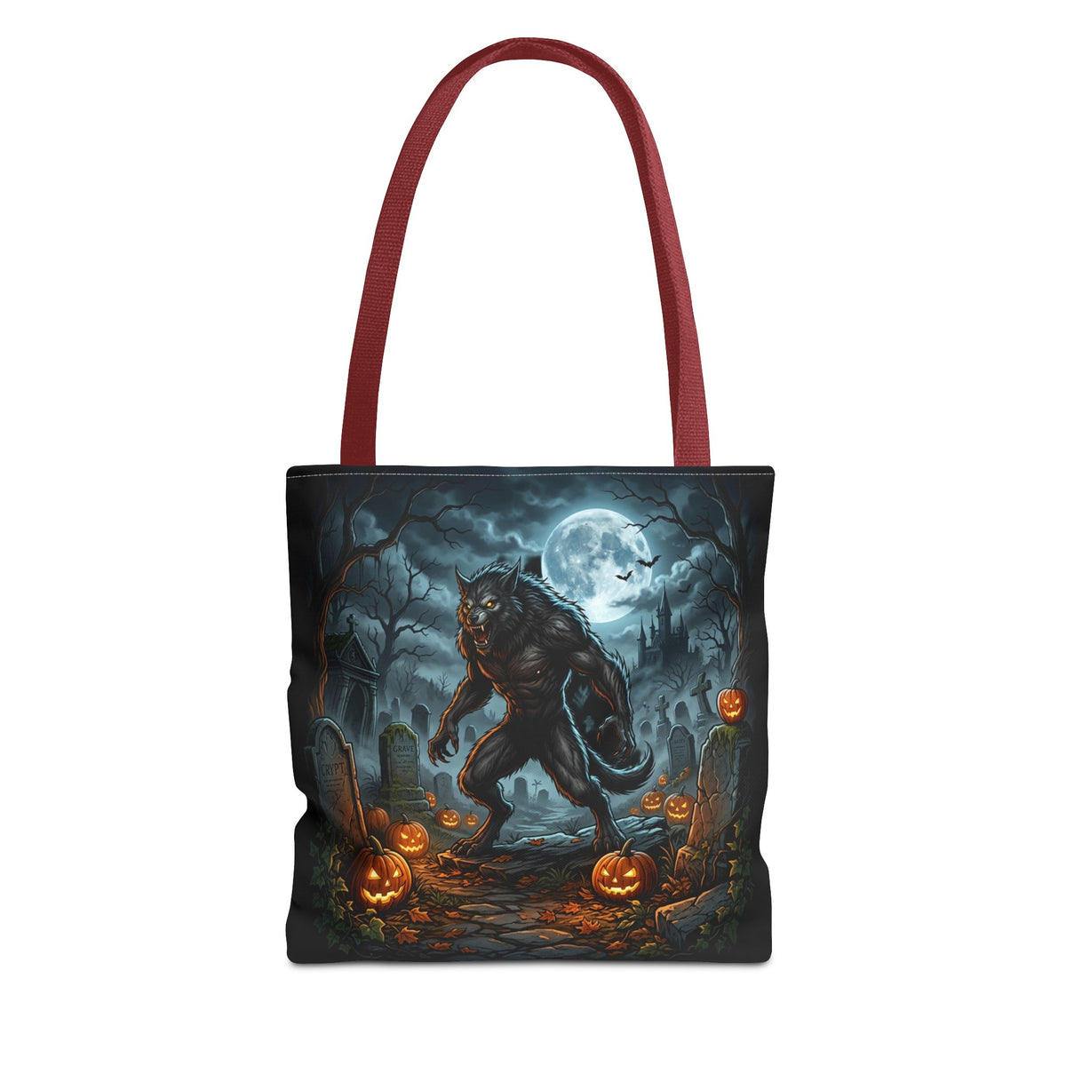 Halloween Werewolf Tote Bag – Spooky Graveyard Pumpkin Night Market Tote