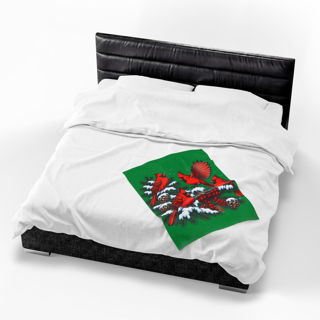 Christmas Cardinal Velveteen Plush Blanket