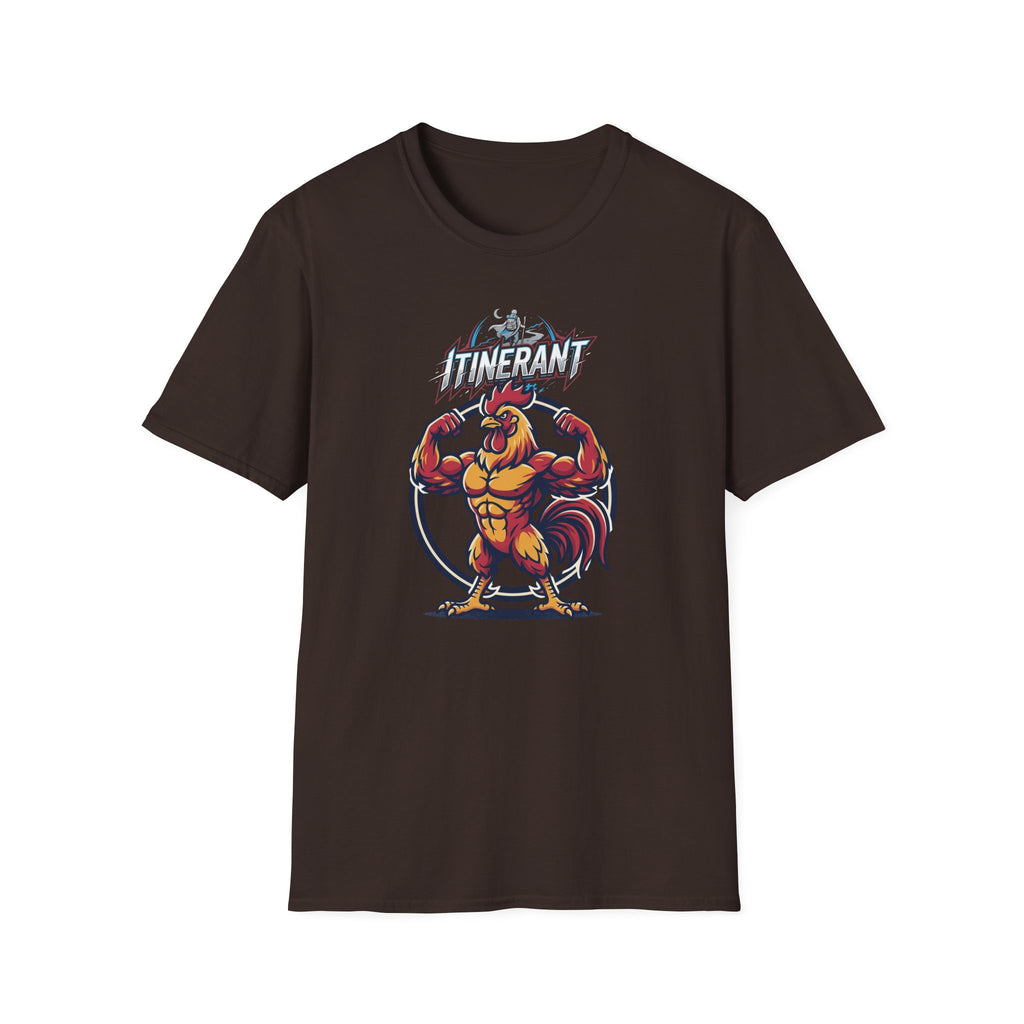 Itinerant Rooster Muscle T-Shirt — Bold Gym/Streetwear Graphic Tee