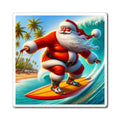 Surfing Santa Refrigerator Magnet — Holiday Tropical Christmas Décor