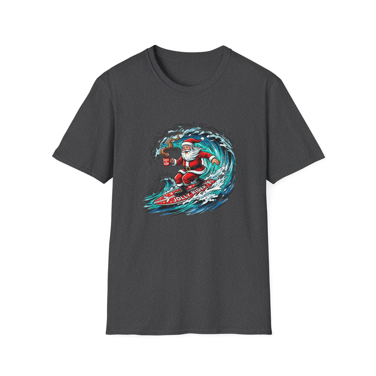 Santa Surfing T-Shirt — Surfing Santa Christmas Tee
