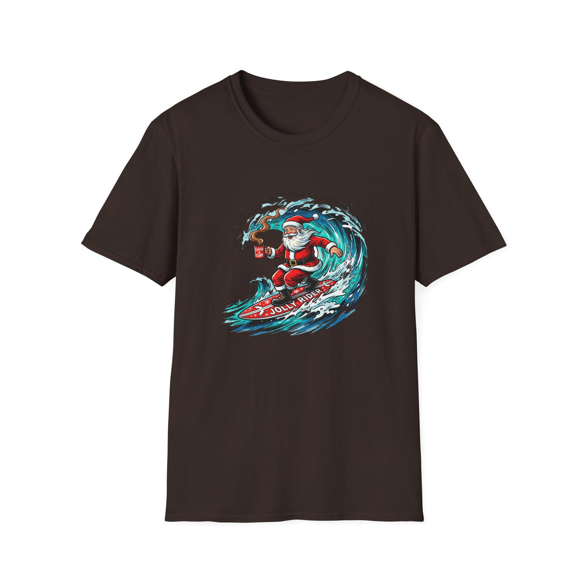 Santa Surfing T-Shirt — Surfing Santa Christmas Tee