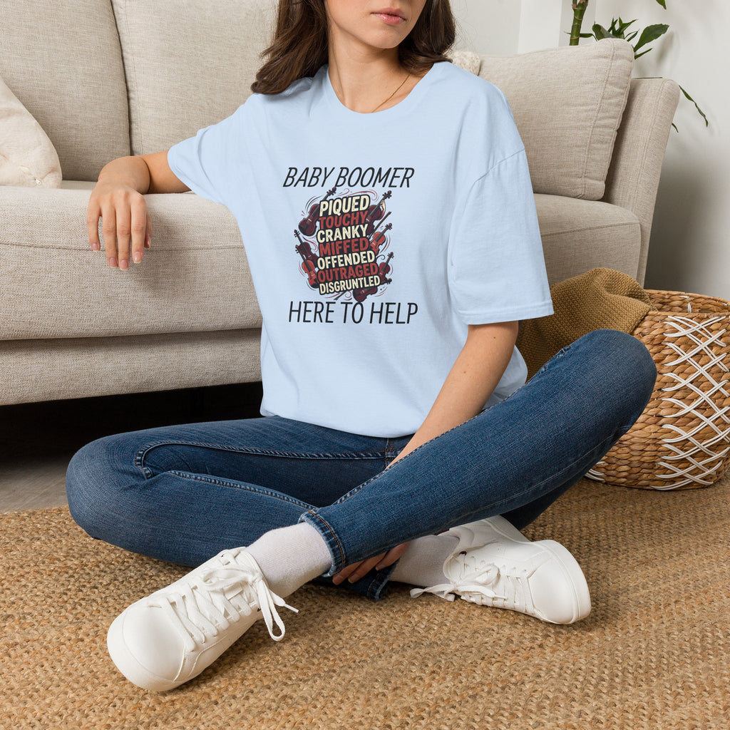 Baby Boomer Funny Graphic T-Shirt — 'Piqued, Touchy, Cranky...' Vintage Floral Tee