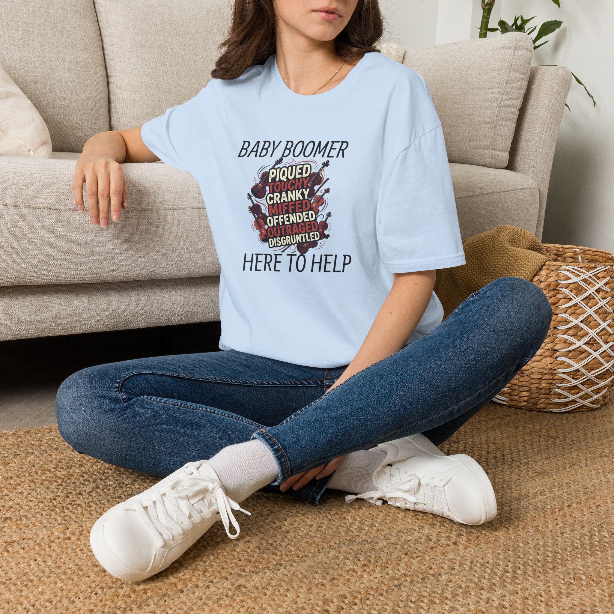 Baby Boomer Funny Graphic T-Shirt — 'Piqued, Touchy, Cranky...' Vintage Floral Tee