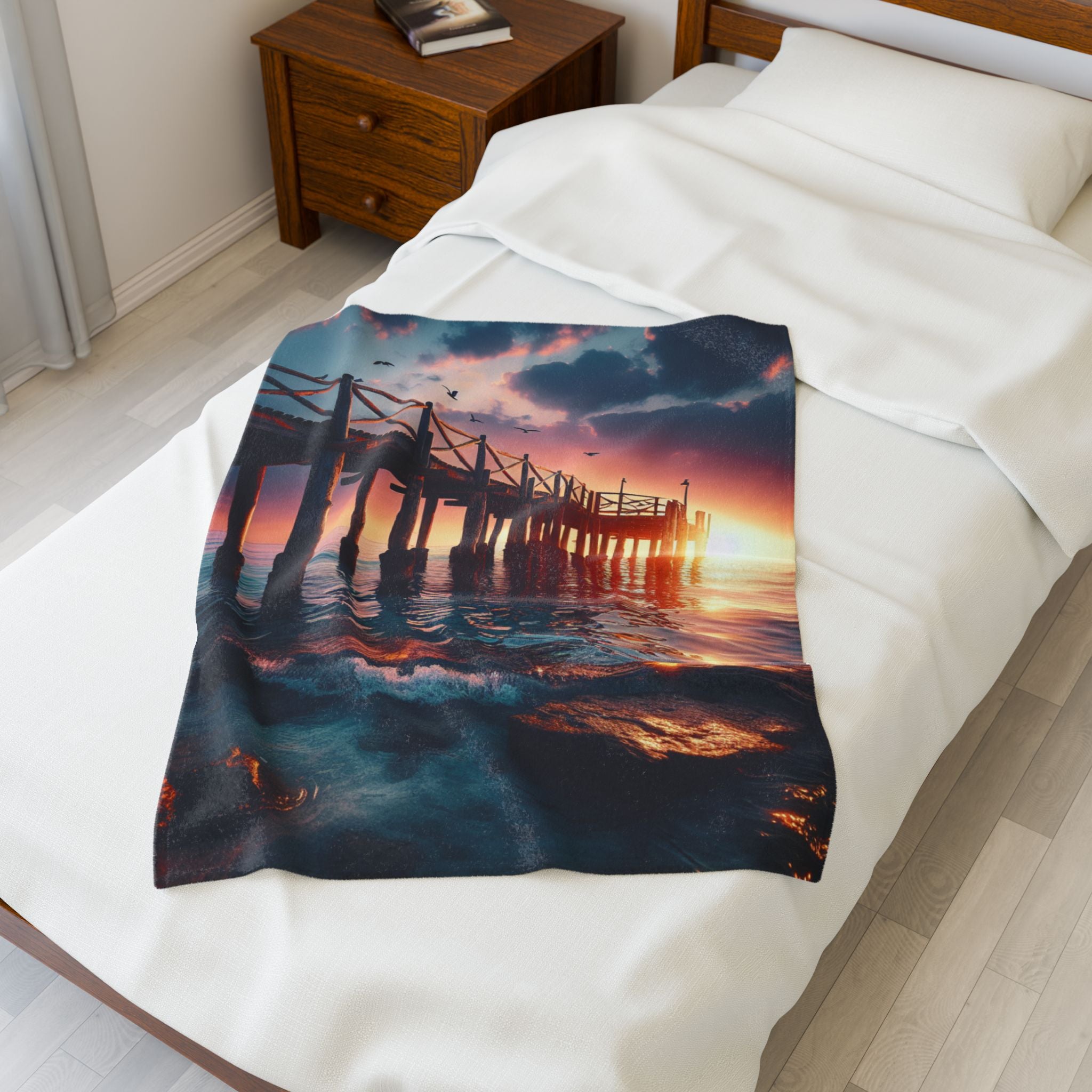 Velveteen Plush Blanket - Beach Pier