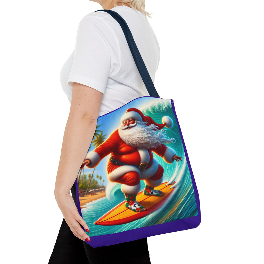 Surfing Santa Tote Bag — Tropical Christmas Beach Holiday Tote
