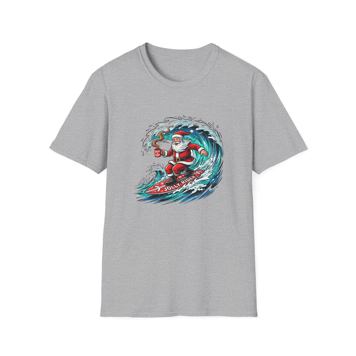 Santa Surfing T-Shirt — Surfing Santa Christmas Tee