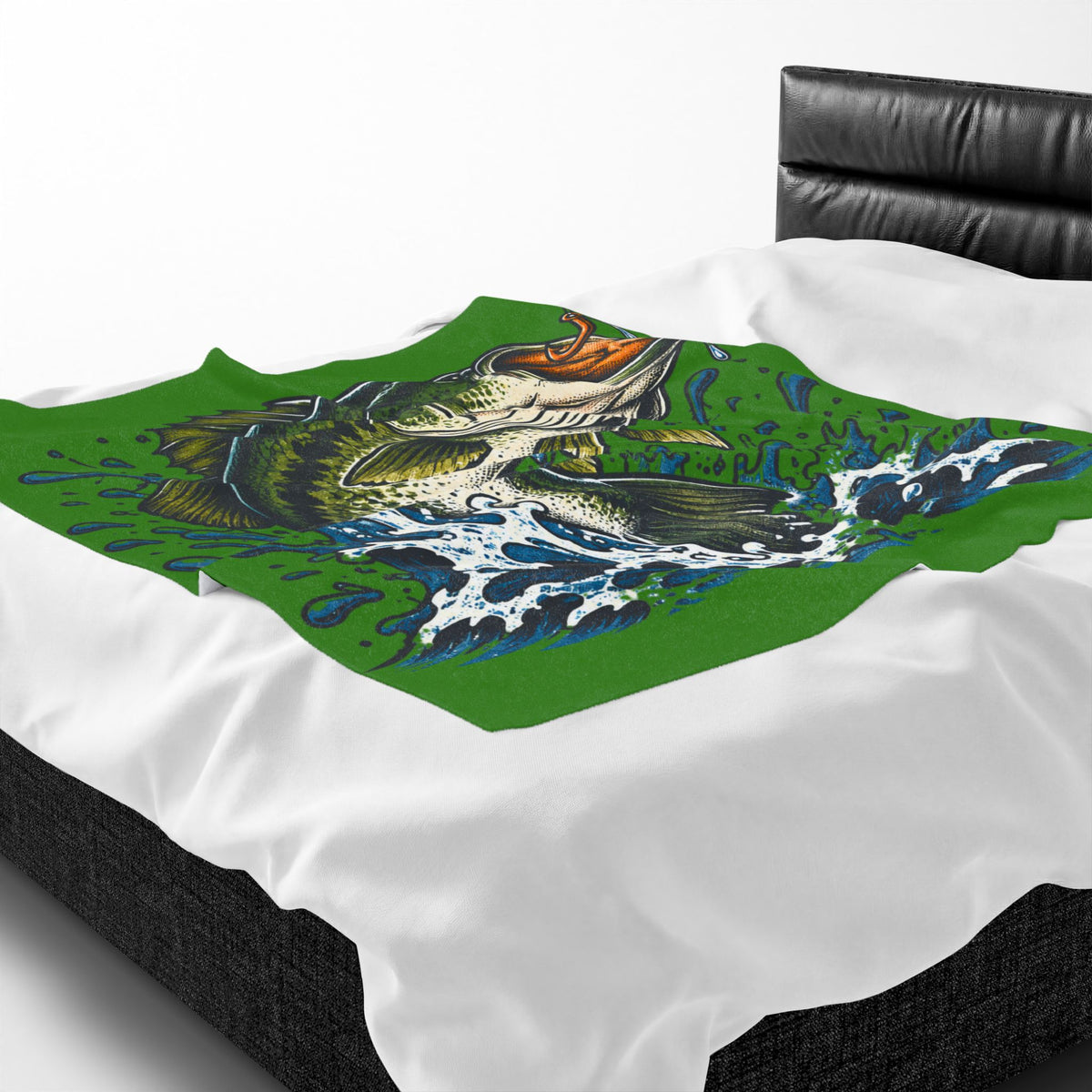 Largemouth Bass Fishing Velveteen Plush Blanket