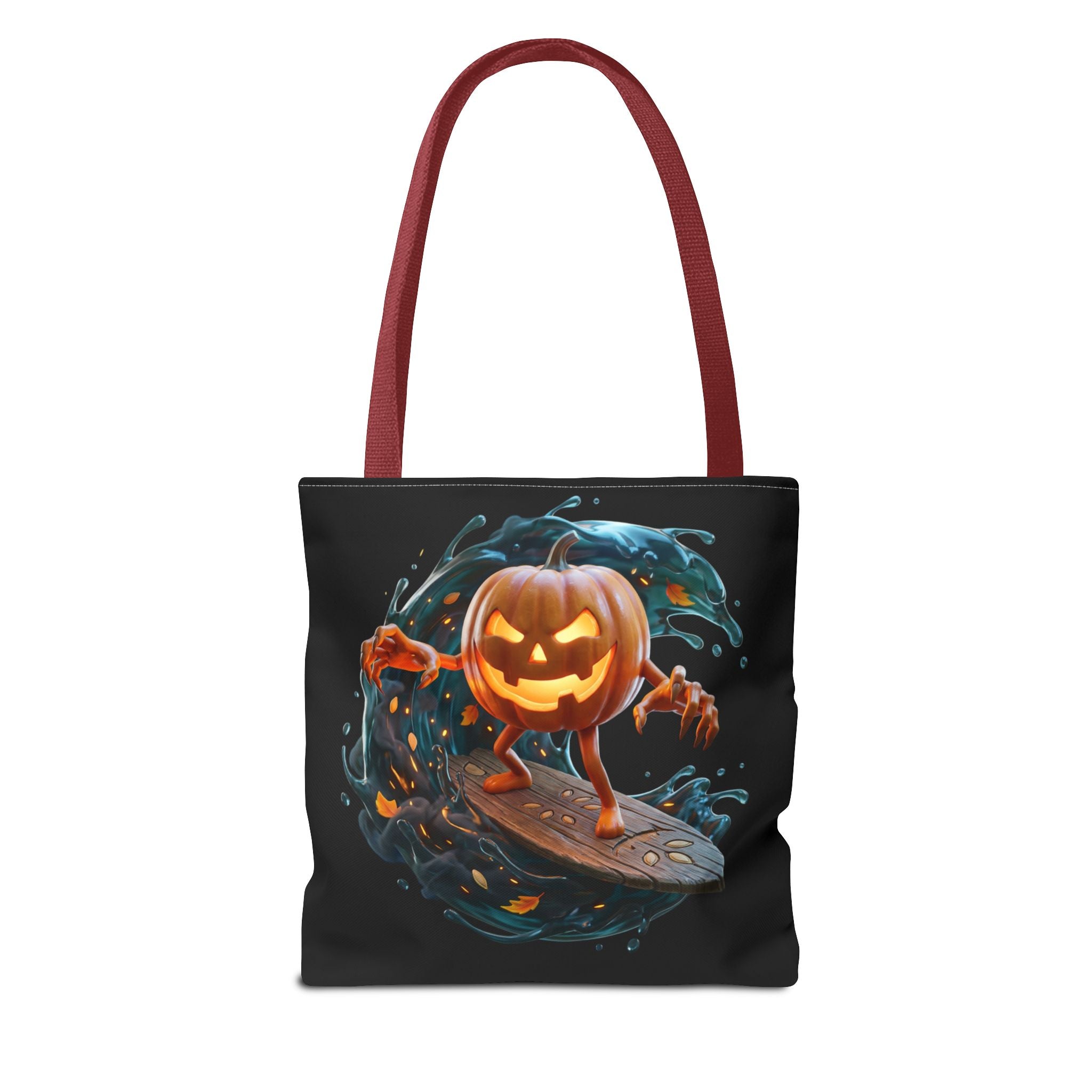 Halloween Pumpkin Surf Tote Bag — Spooky Jack-O'-Lantern Surfing Beach Tote