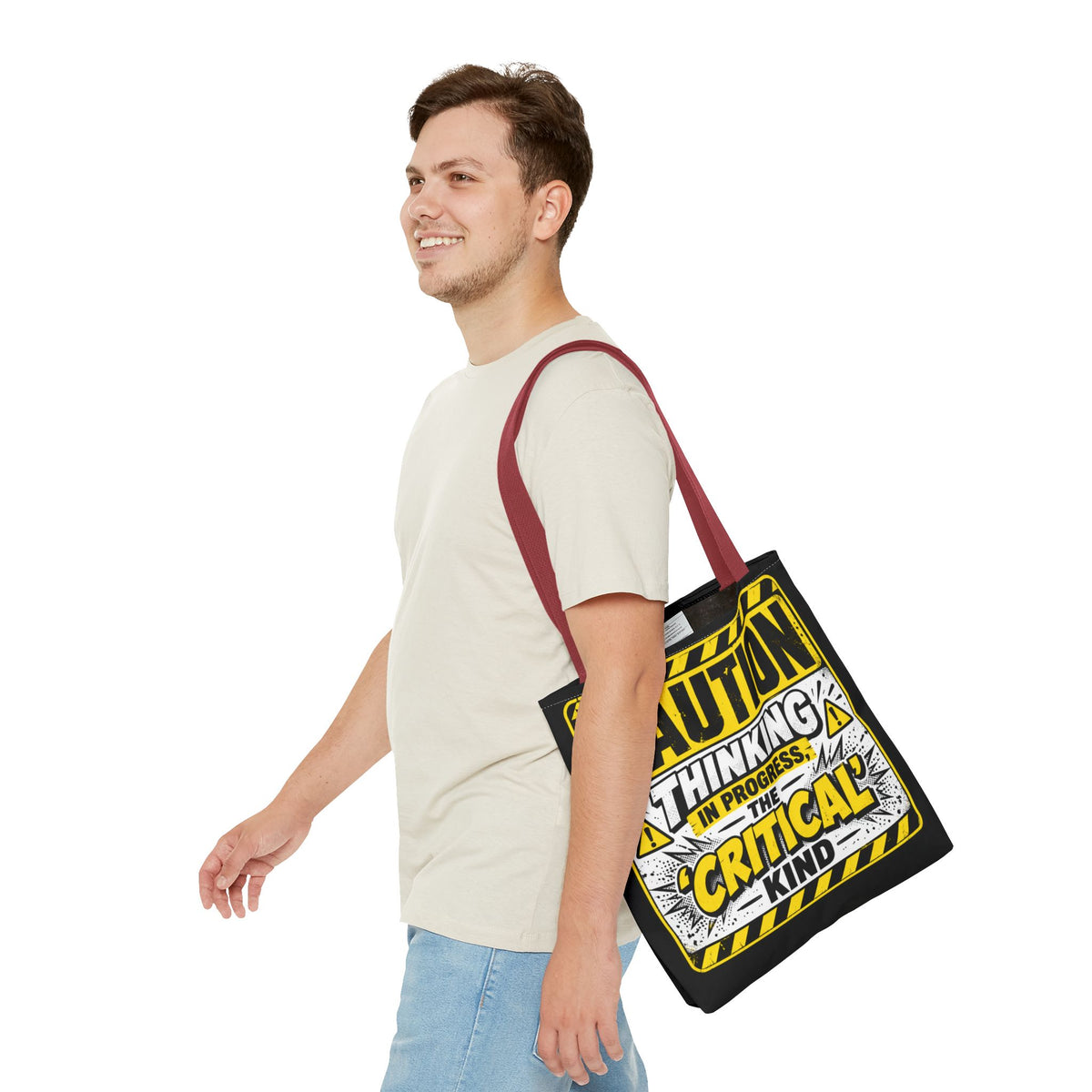 Caution Thinking in Progress Critical Kind Tote Bag