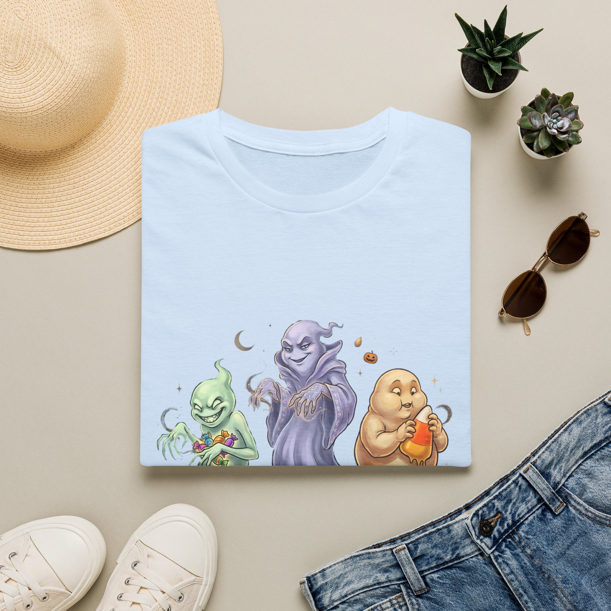 Three Quirky Ghosts Halloween Unisex Softstyle T-Shirt