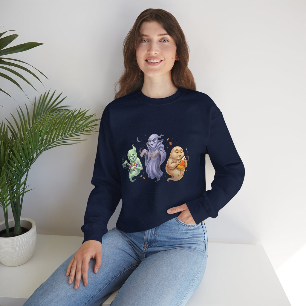 Three Quirky Ghosts Halloween Unisex Heavy Blend Crewneck Sweatshirt