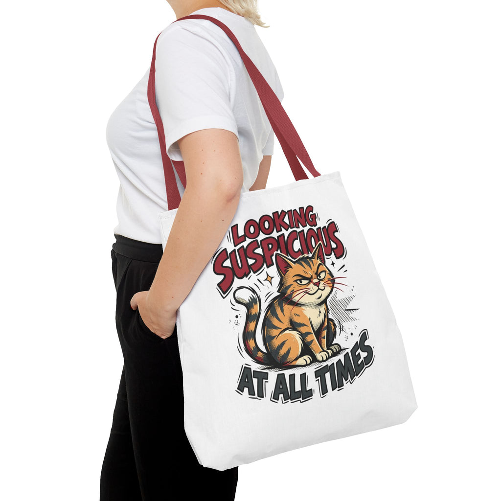 Looking Suspicious Cat Tote Bag - Funny Cat Lover Canvas Shopper